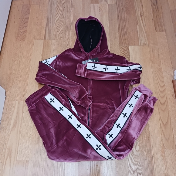 Z-Fashion Pants - 2 Piece Athletic LinedSweatsuit Hoodie/JoggersWarm for Fall/Winter S-M